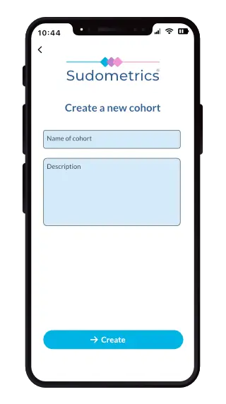 Screenshot of the 'Create cohort' screen